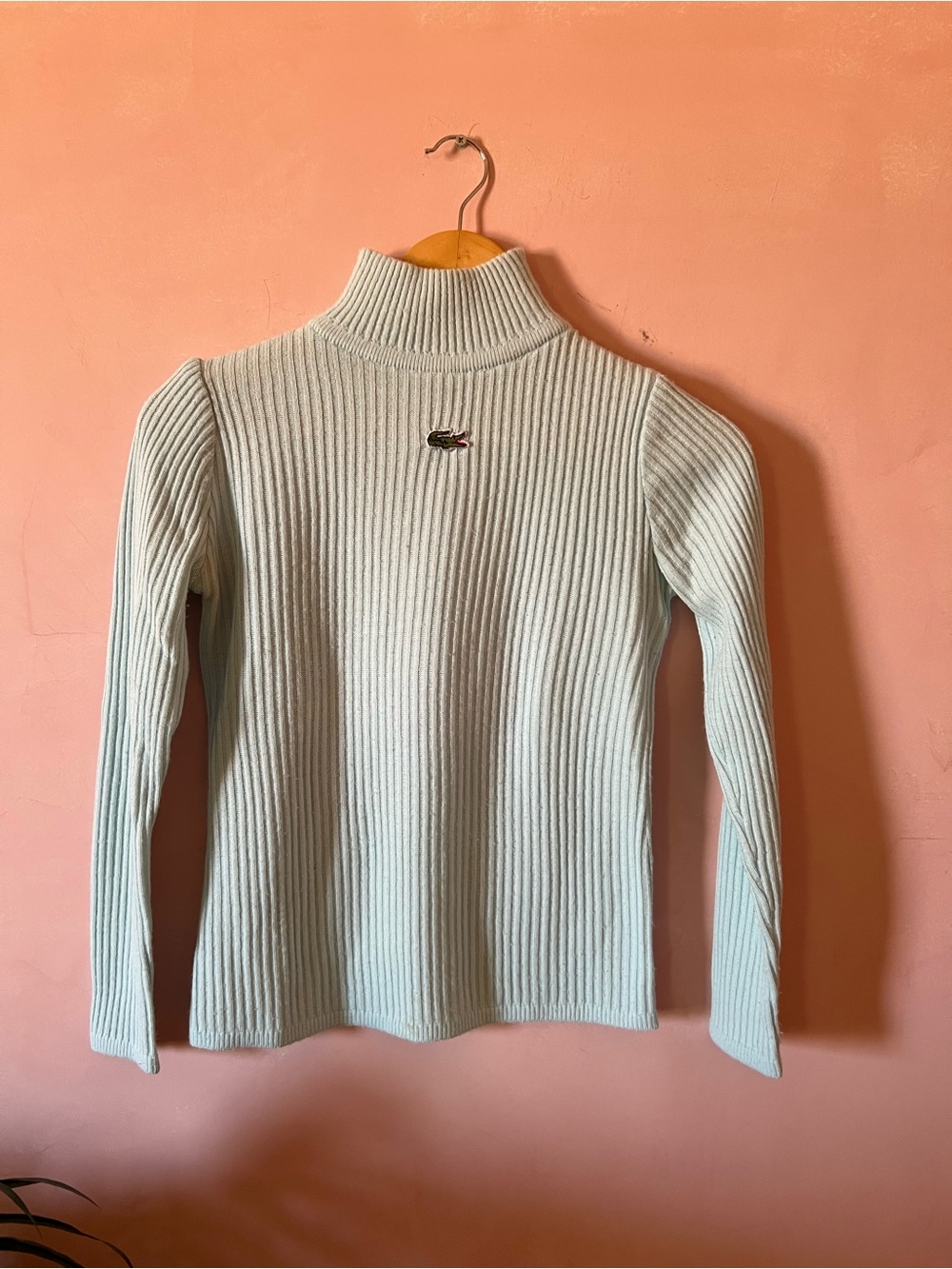 Vintage Lacoste x Courrèges Light Blue Ribbed Turtleneck Sweater